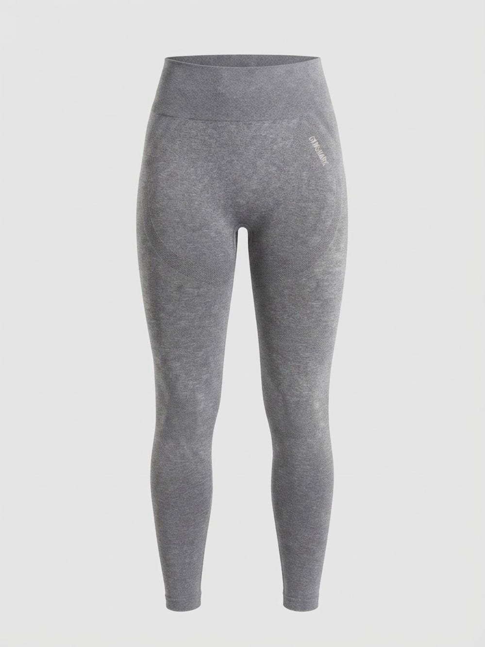 Gymshark Grey Marl Seamless Leggings (Size Small) Light Pink Logo